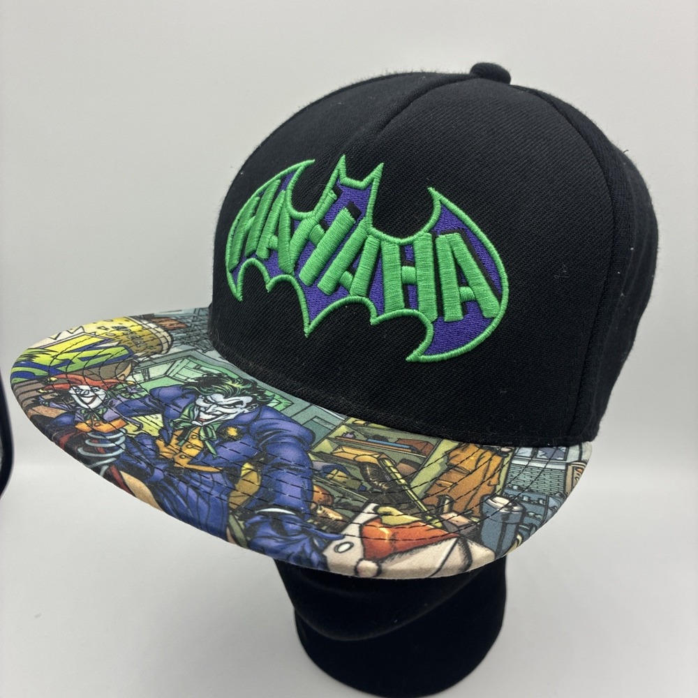 DC Comics Batman Ha Ha Ha Joker Snapback Hat Black Comic Book Print Design